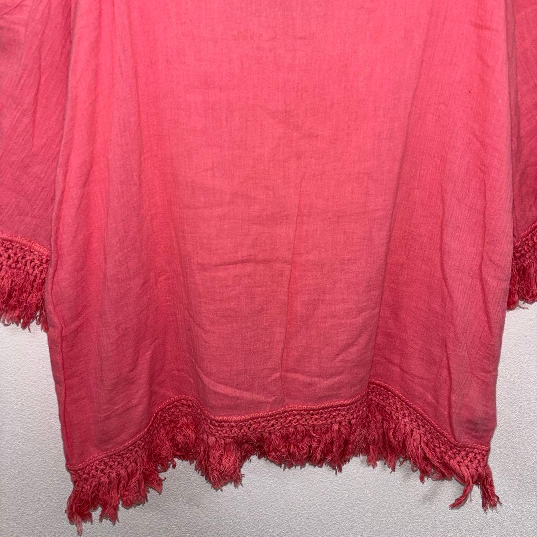 CECIL Mc BEE オフショルダー フリンジチュニック M ピンクd778 9