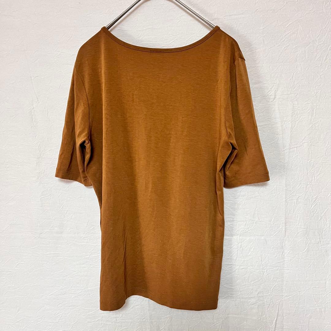 COMME CA28 カットソー 半袖Tシャツ　スパンコール 茶 ブラウンM 2