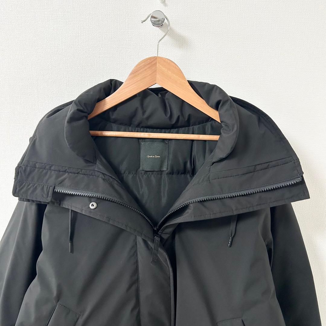 2025AW✨スピックアンドスパン　2WAY撥水ダウンハーフコート　ブラック 3