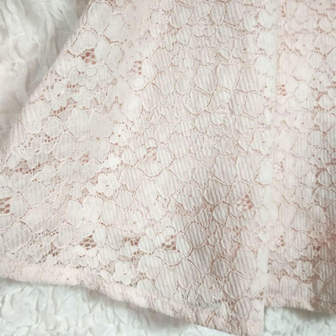 プロポーション ピンク レース フレアスカート ひざ丈 S さくら色 可愛い 3