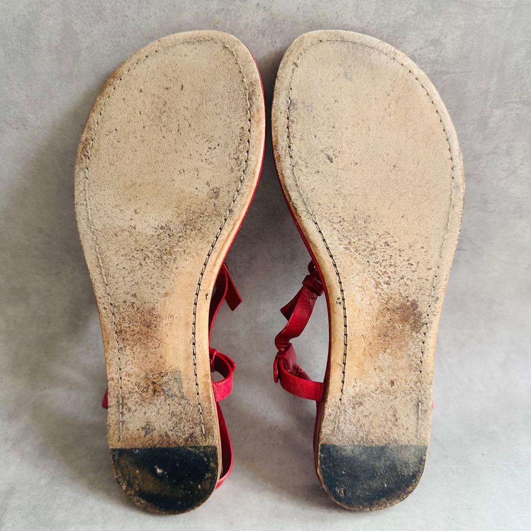 MONCLER エンボスロゴ　レザー　トングサンダル　アンクルストラップ　赤 7