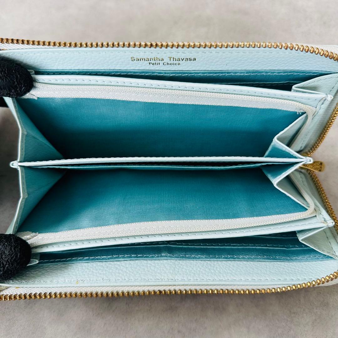 Samantha Thavasa リボン L字ファスナー 長財布 ライトブルー 11