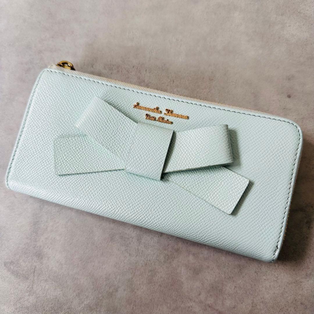 Samantha Thavasa リボン L字ファスナー 長財布 ライトブルー 3
