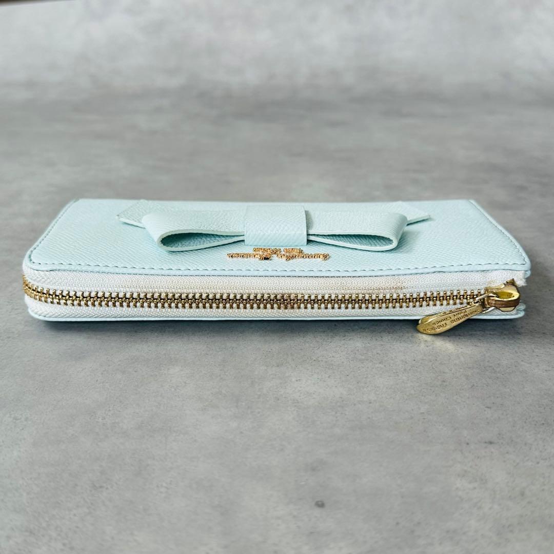 Samantha Thavasa リボン L字ファスナー 長財布 ライトブルー 4