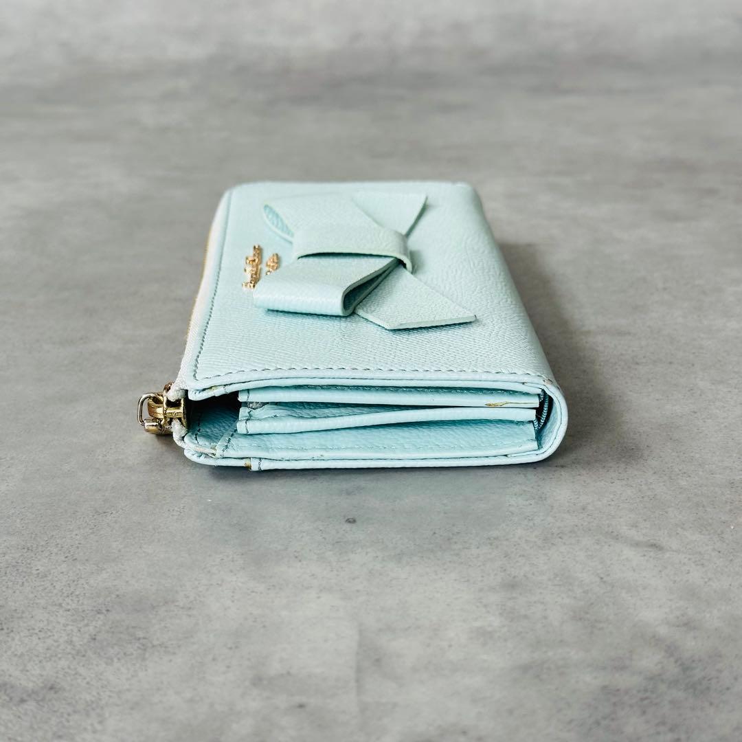 Samantha Thavasa リボン L字ファスナー 長財布 ライトブルー 6