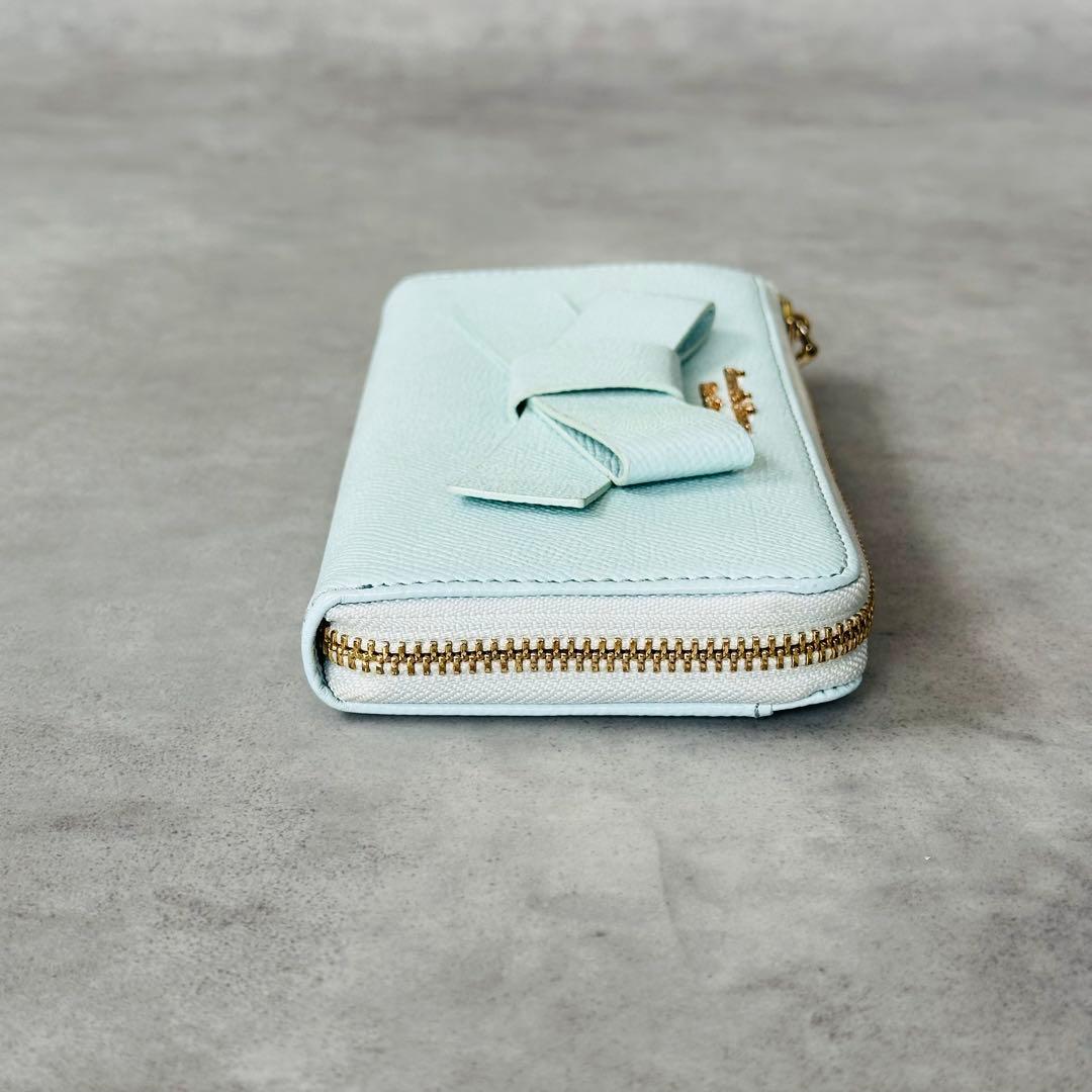 Samantha Thavasa リボン L字ファスナー 長財布 ライトブルー 7