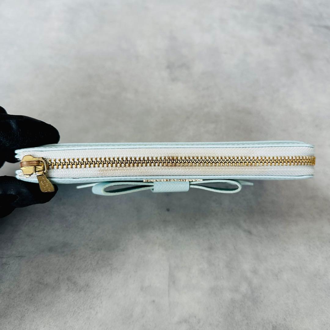 Samantha Thavasa リボン L字ファスナー 長財布 ライトブルー 8