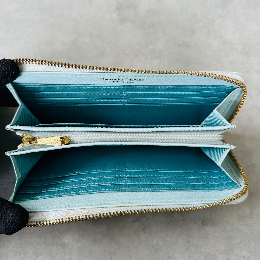 Samantha Thavasa リボン L字ファスナー 長財布 ライトブルー 9