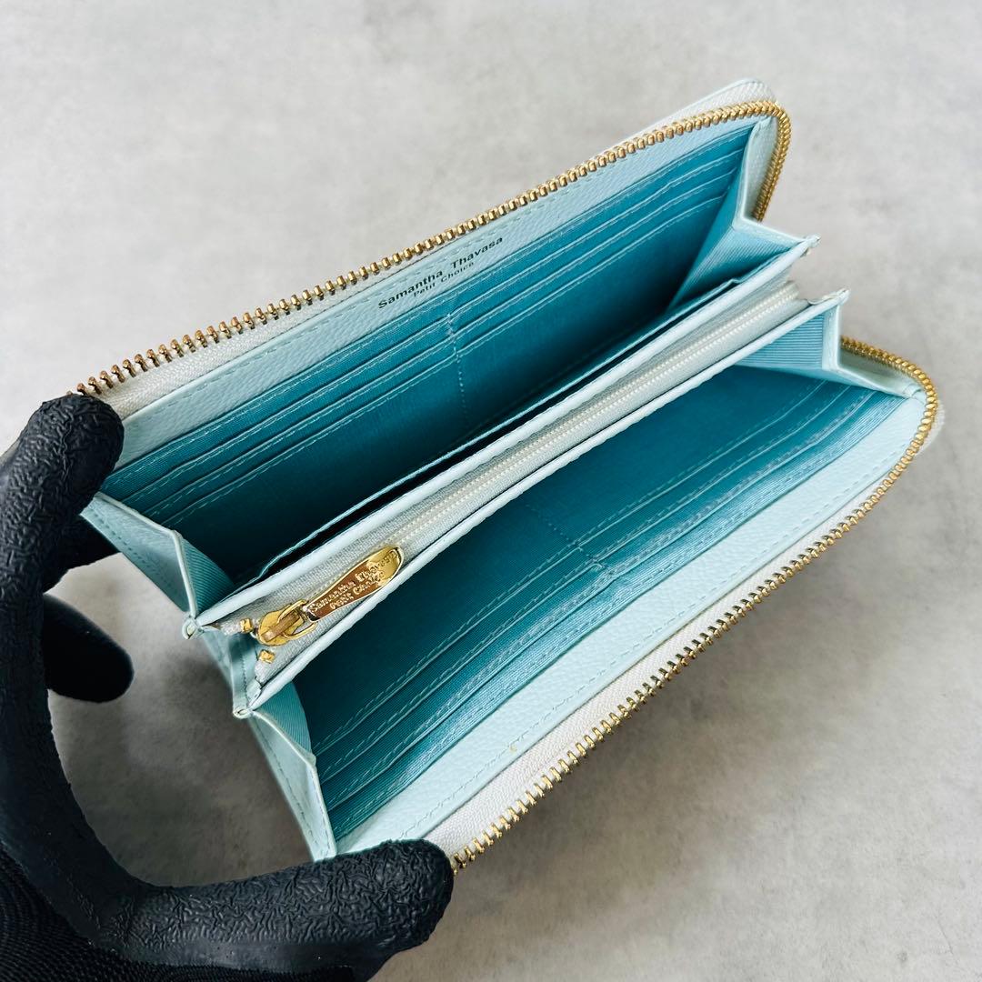 Samantha Thavasa リボン L字ファスナー 長財布 ライトブルー 10