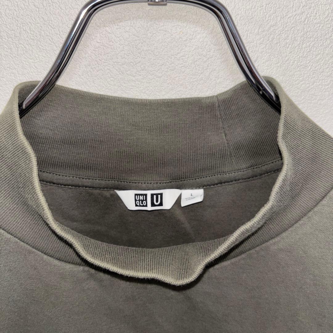 UNIQLO モックネック L カーキプルオーバーメンズロンT d746 3