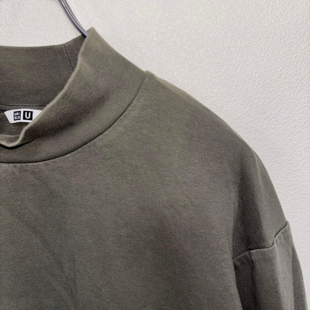 UNIQLO モックネック L カーキプルオーバーメンズロンT d746 7