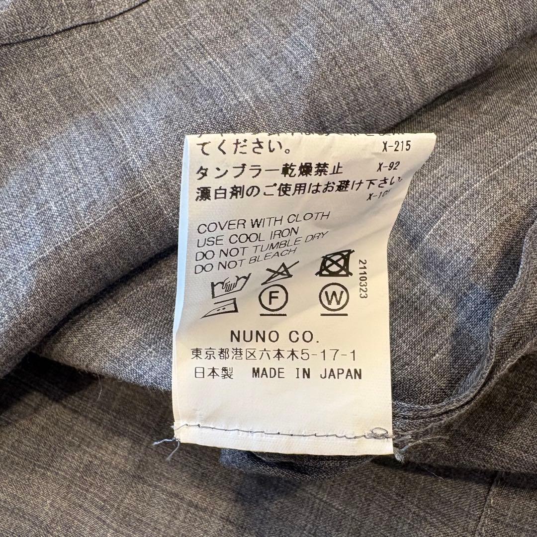 ヌノ バンドカラーシャツ 長袖　ラミー100% グレー 日本製 ゆる　前ボタン 8