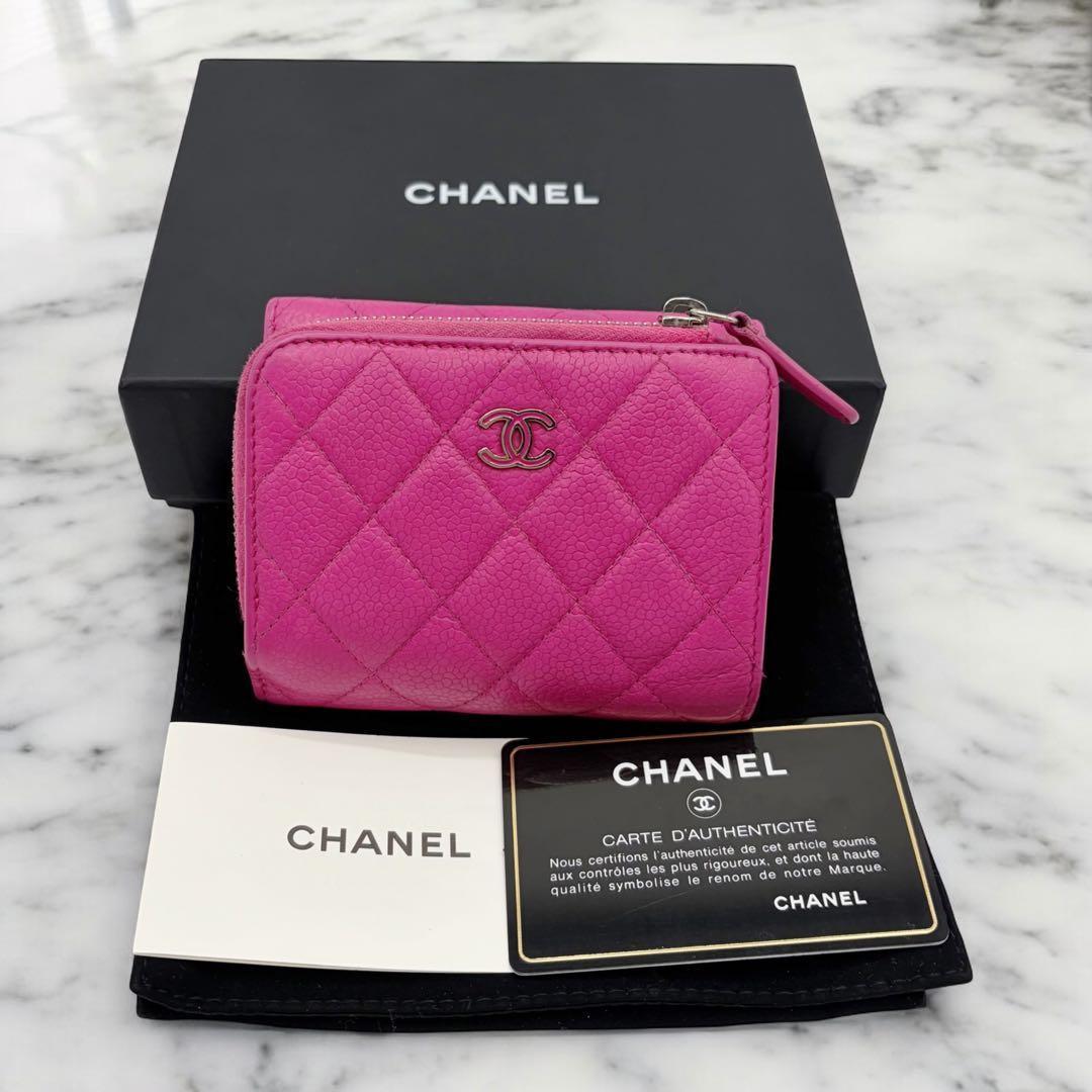 美品✨ シャネル マトラッセ キャビアスキンコンパクトウォレット