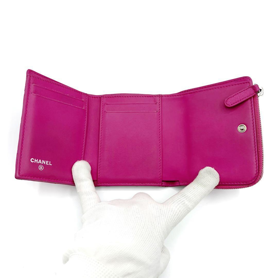 美品✨ シャネル マトラッセ キャビアスキンコンパクトウォレット 4