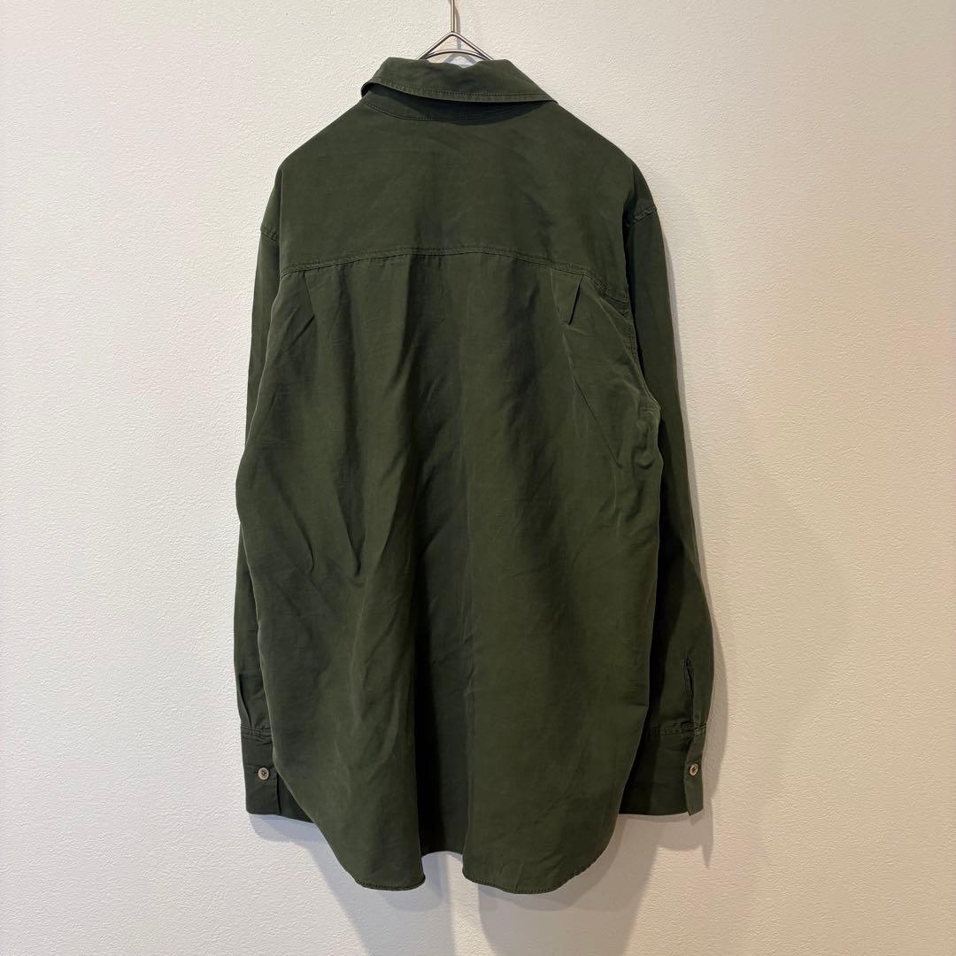 ザラ ミリタリー シャツ 長袖 胸ポケット カーキ 緑　S 無地　カジュアル 6