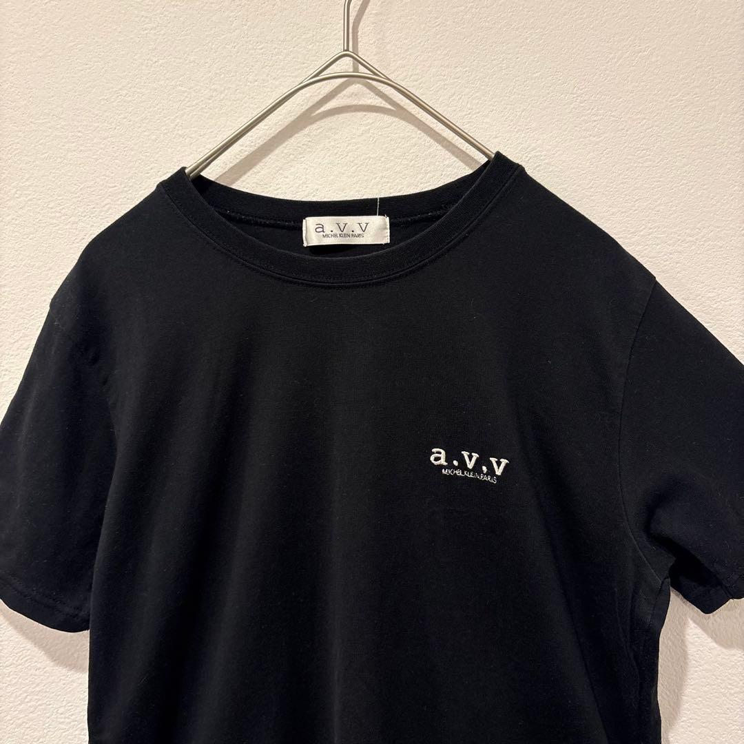 美品✨　a.v.v 半袖 Tシャツ ロゴ刺繍 ブラック 黒　S コットン100％ 2