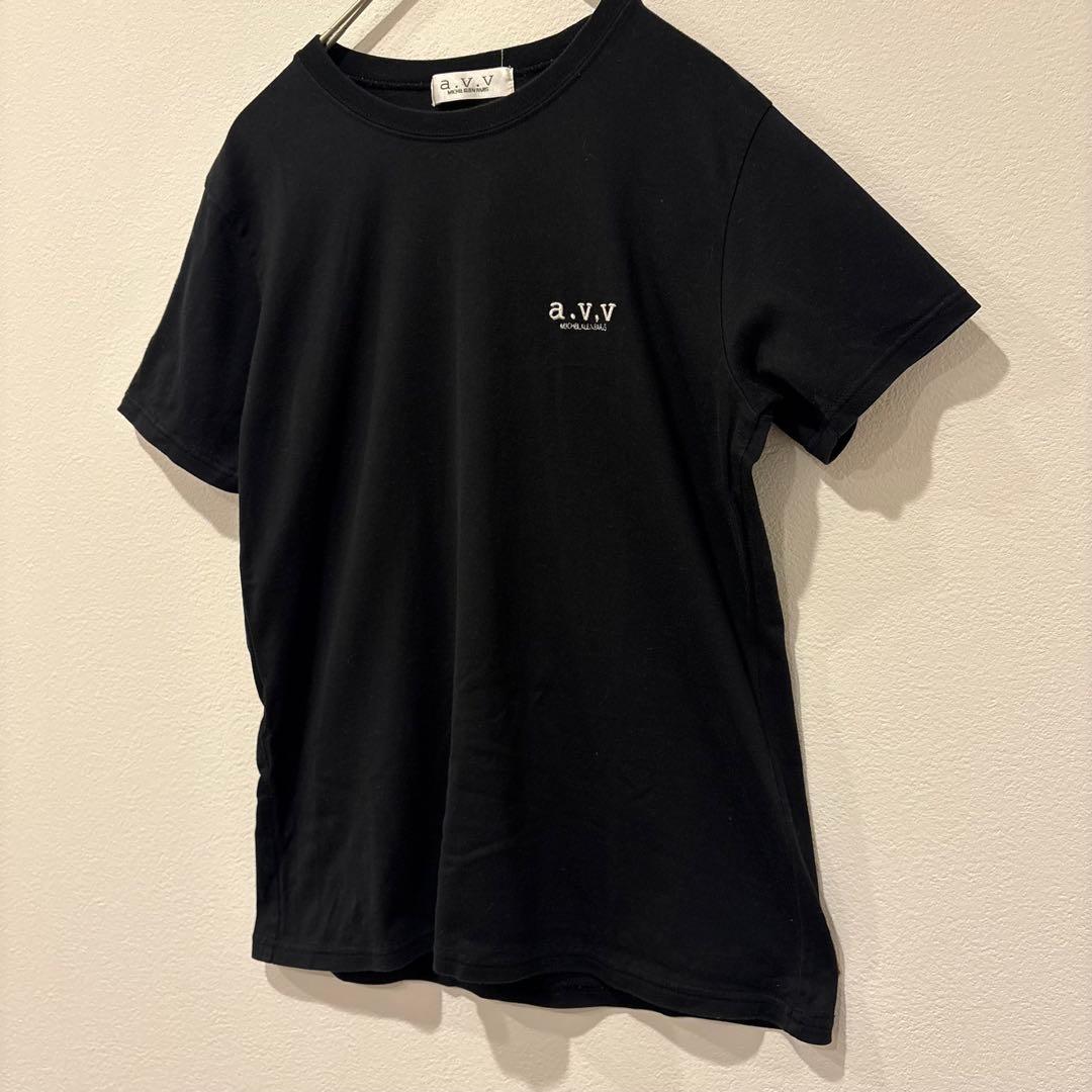 美品✨　a.v.v 半袖 Tシャツ ロゴ刺繍 ブラック 黒　S コットン100％ 4