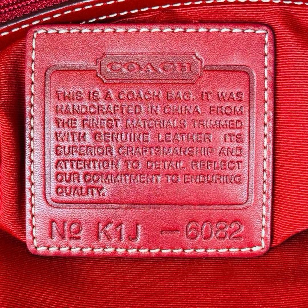 Y2K COACH Signature RED Leather Tote Bag 12