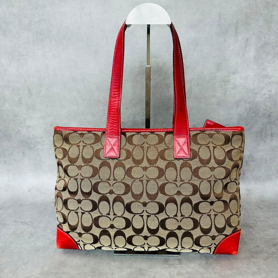 Y2K COACH Signature RED Leather Tote Bag 3