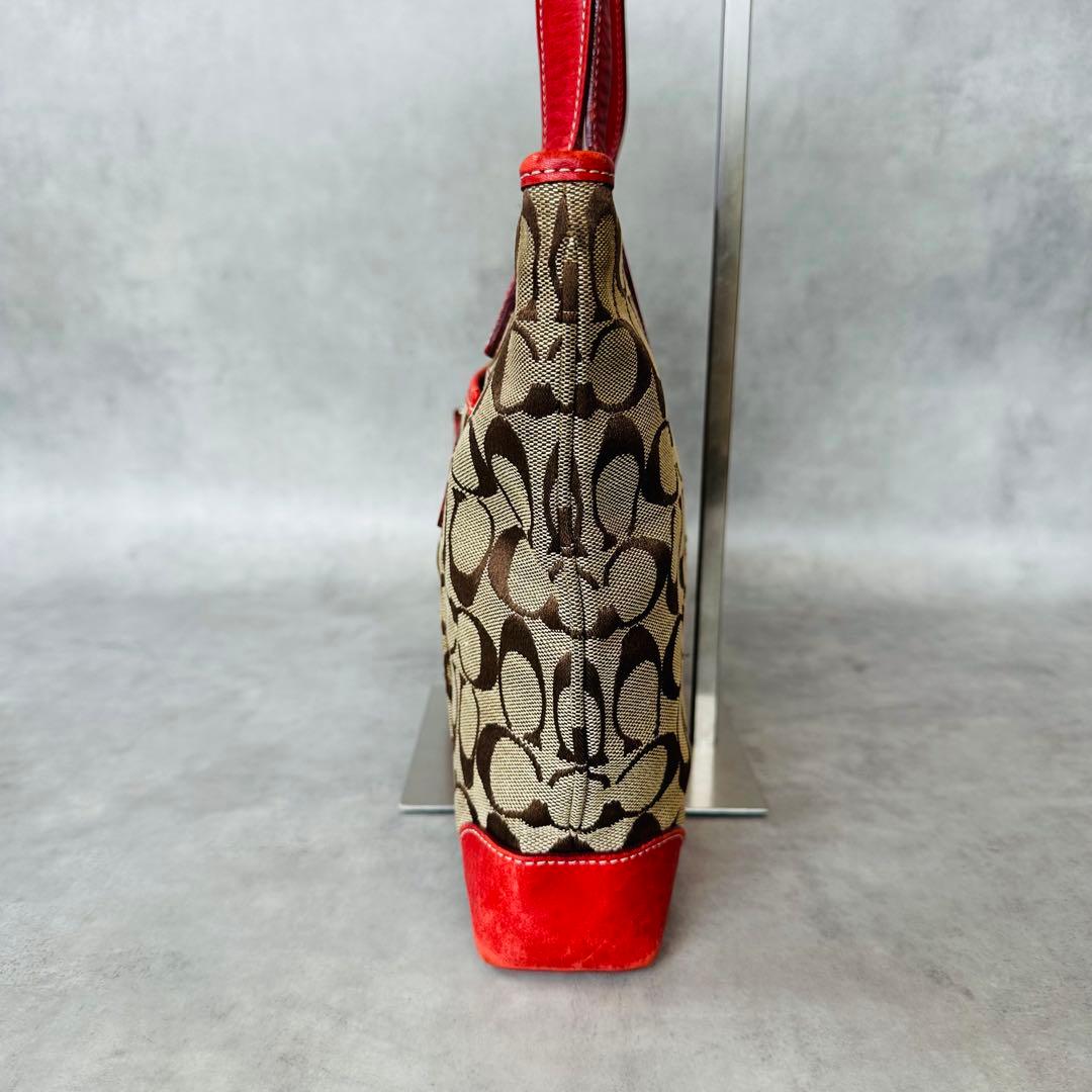 Y2K COACH Signature RED Leather Tote Bag 4