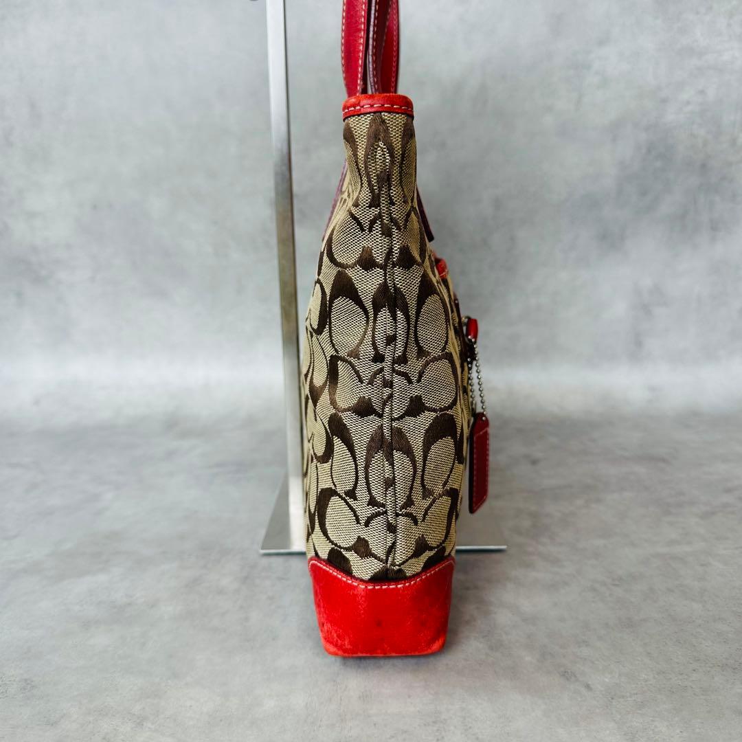 Y2K COACH Signature RED Leather Tote Bag 5