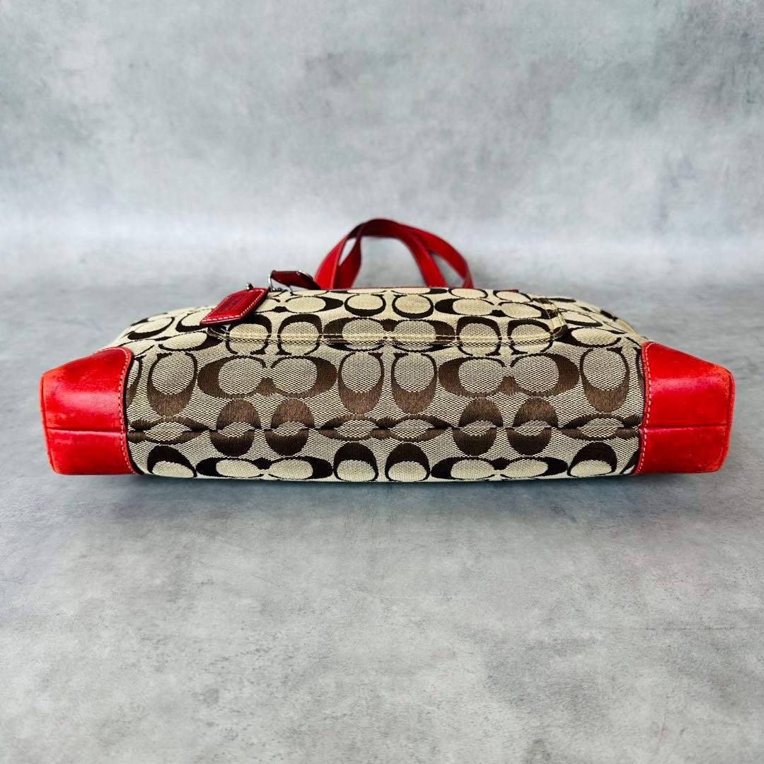 Y2K COACH Signature RED Leather Tote Bag 7