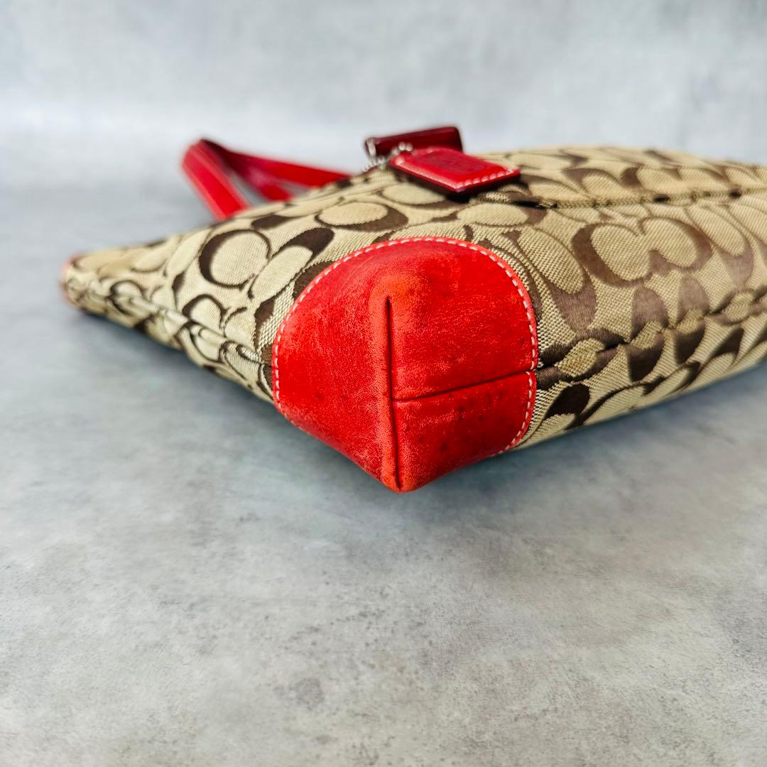 Y2K COACH Signature RED Leather Tote Bag 8