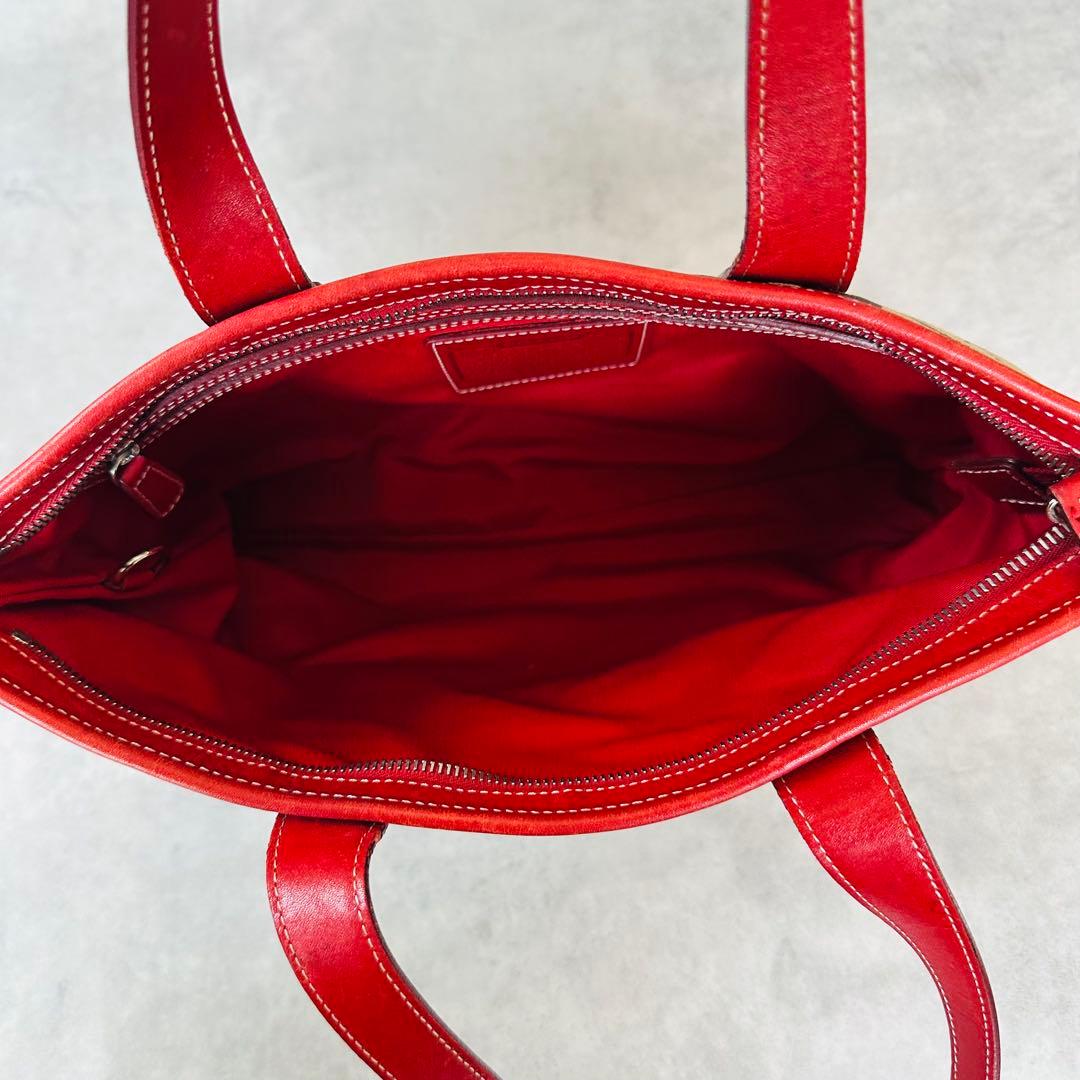 Y2K COACH Signature RED Leather Tote Bag 10