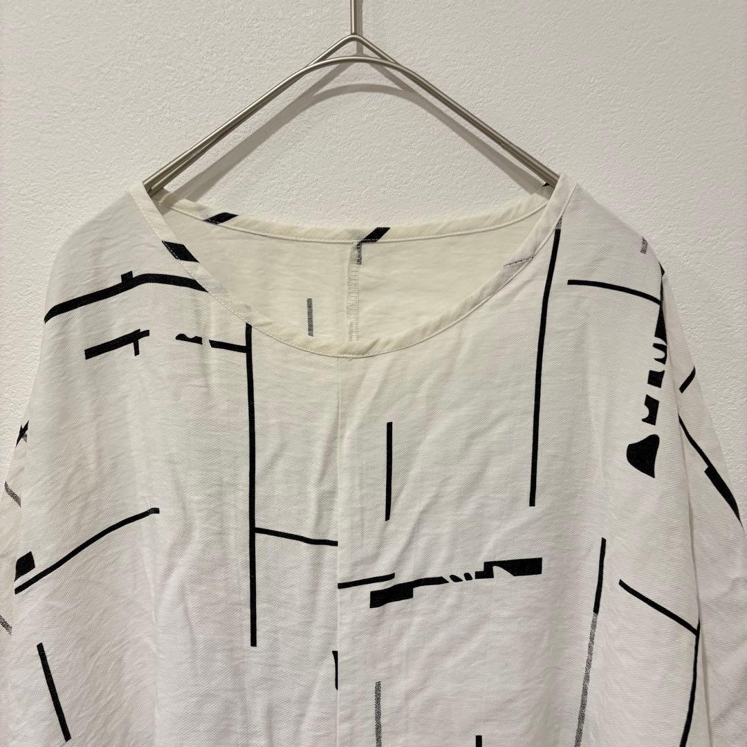 Bou Jeloud チュニック カットソー　幾何学柄 体型カバー 白 ホワイト 2