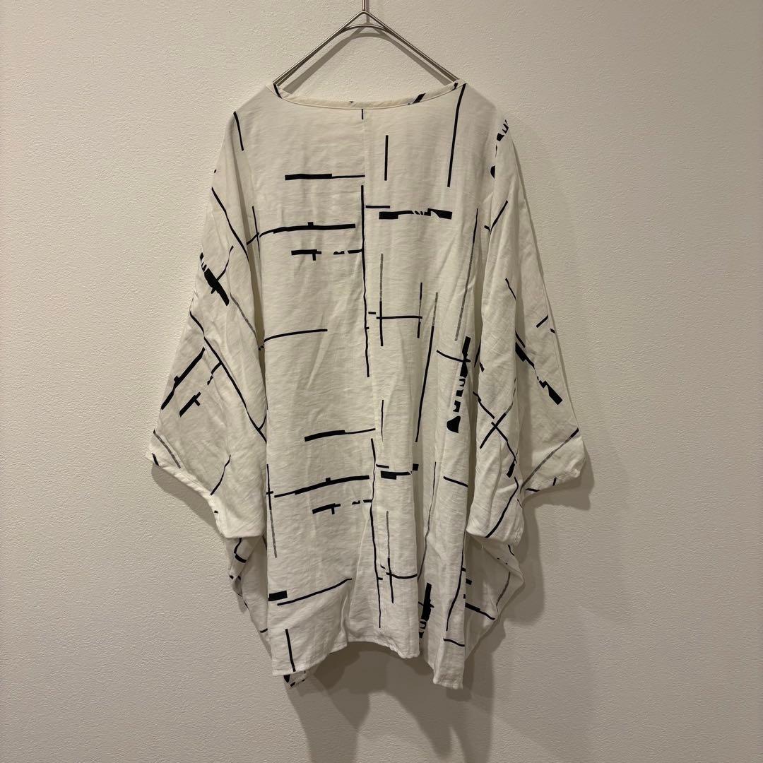 Bou Jeloud チュニック カットソー　幾何学柄 体型カバー 白 ホワイト 5