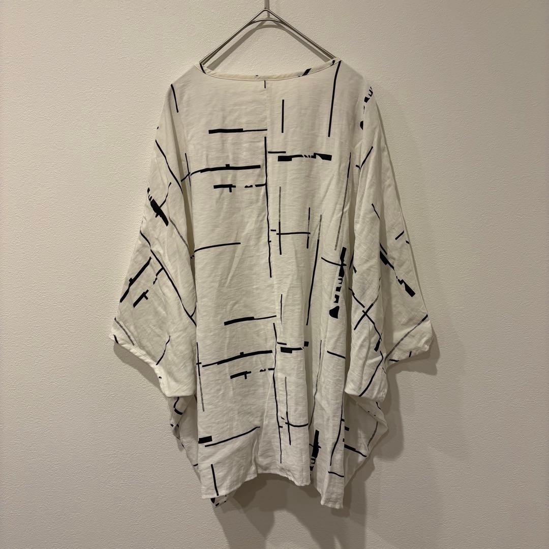 Bou Jeloud チュニック カットソー　幾何学柄 体型カバー 白 ホワイト 6