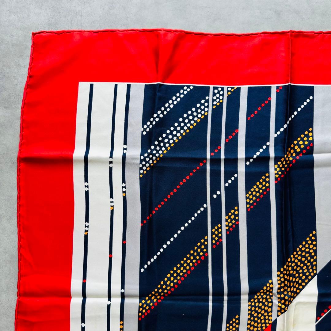 Christian Dior 幾何学的デザイン ヴィンテージ シルクスカーフ 2