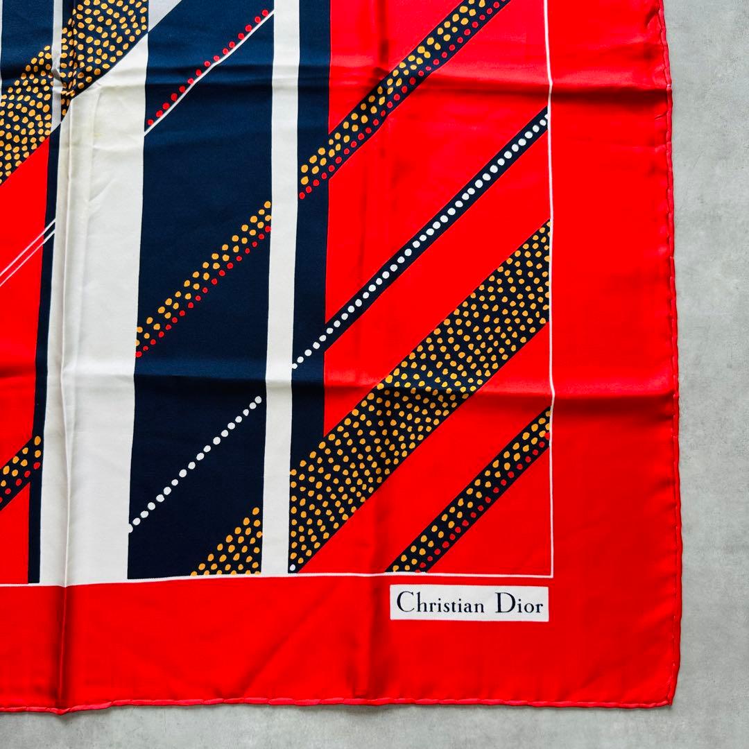Christian Dior 幾何学的デザイン ヴィンテージ シルクスカーフ 4
