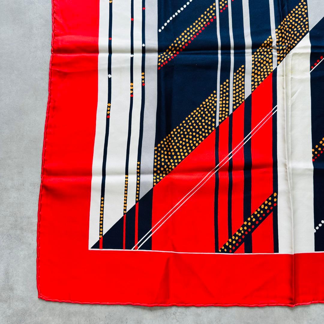 Christian Dior 幾何学的デザイン ヴィンテージ シルクスカーフ 5