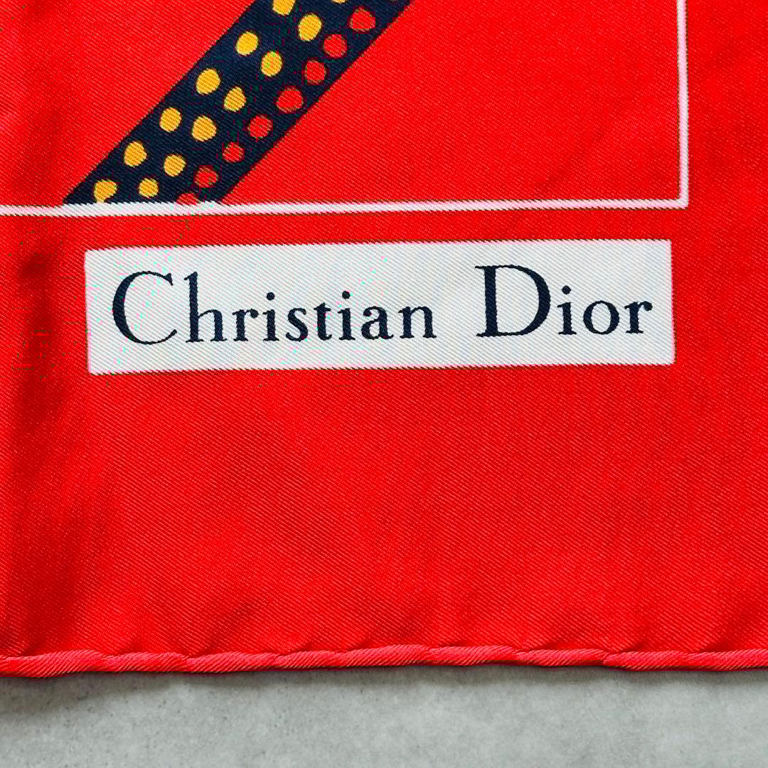 Christian Dior 幾何学的デザイン ヴィンテージ シルクスカーフ 6