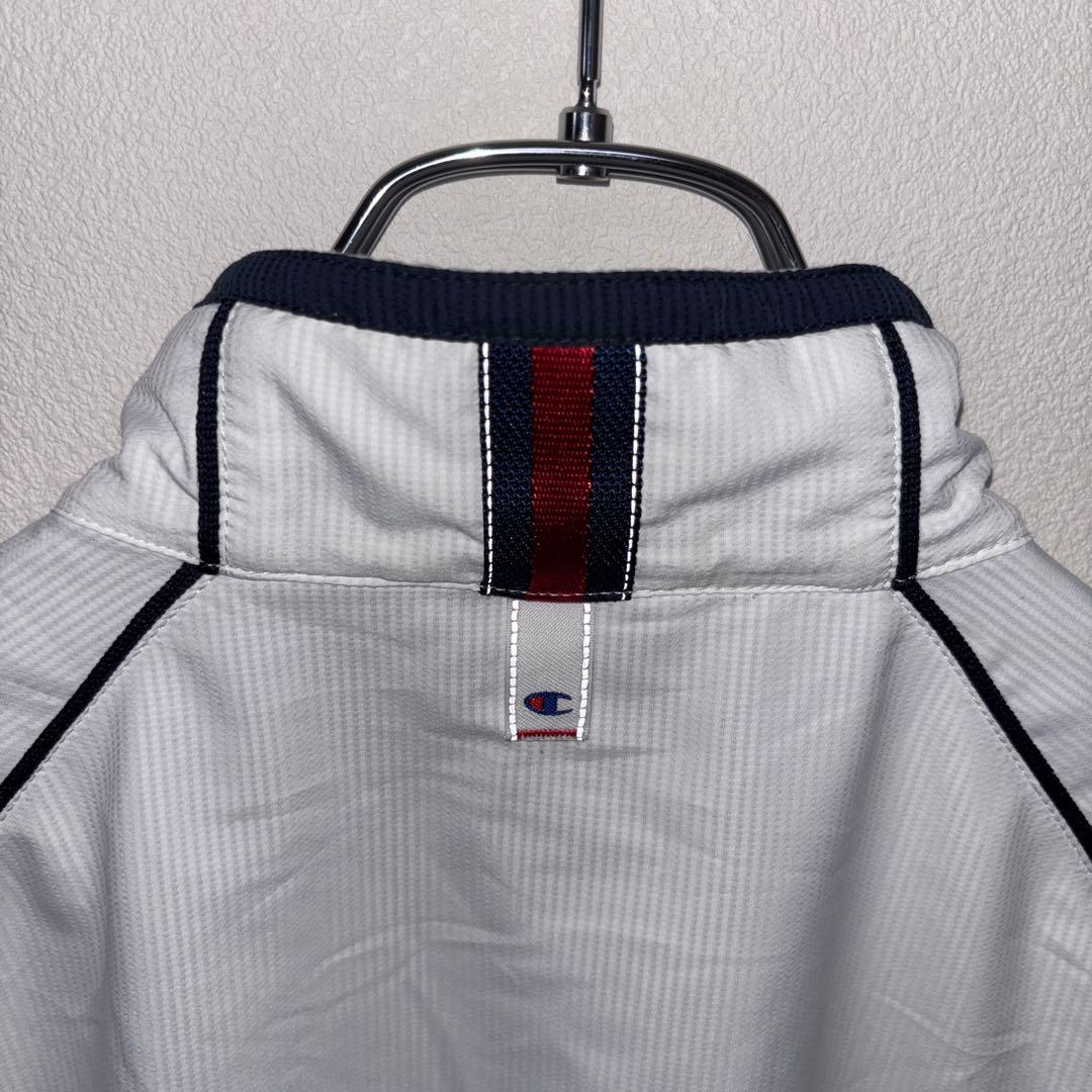 Champion XL ホワイトナイロンジャケットスポーツウェアd684 11