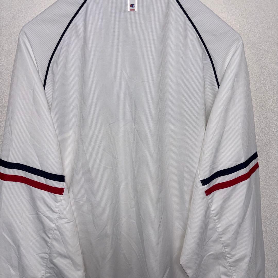 Champion XL ホワイトナイロンジャケットスポーツウェアd684 12