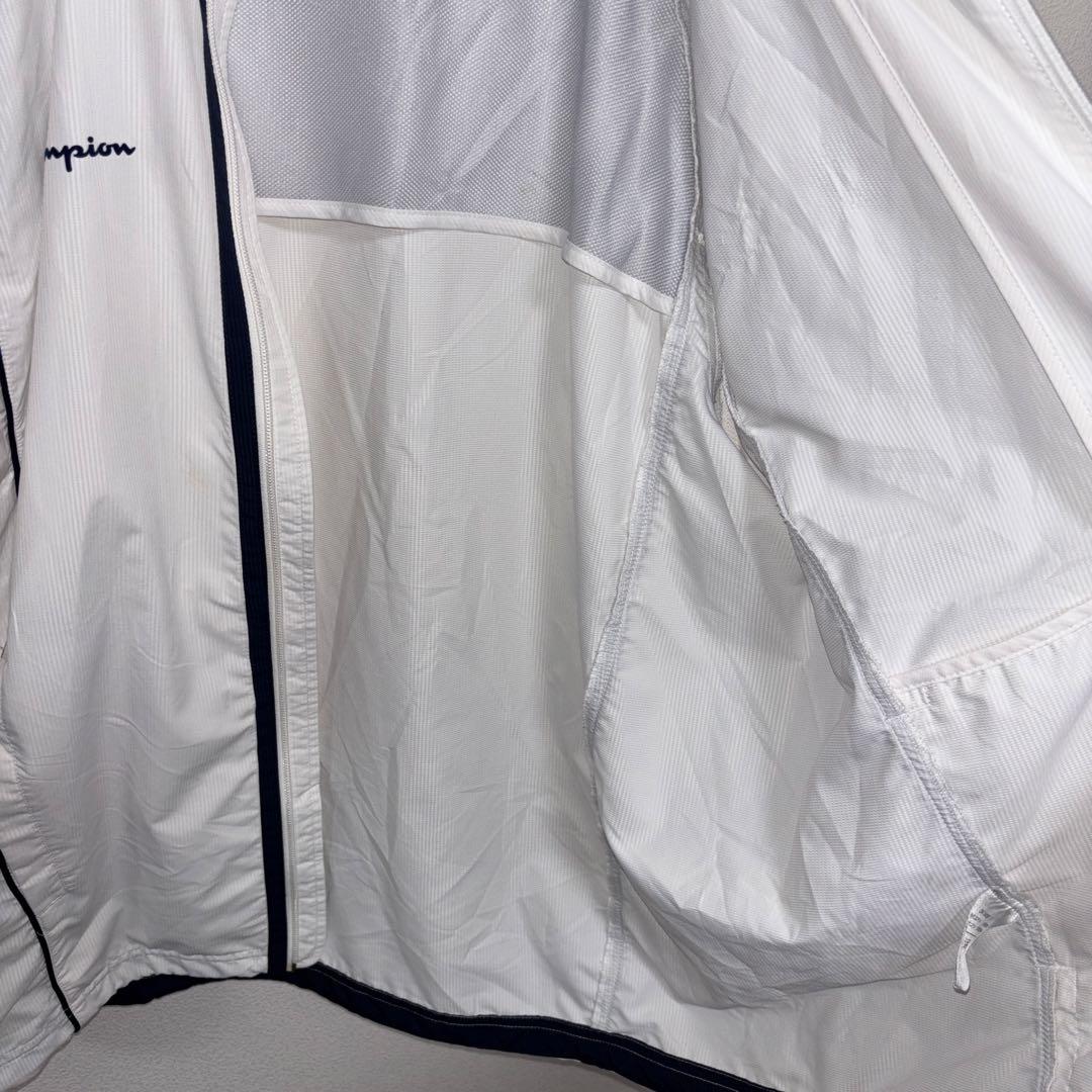 Champion XL ホワイトナイロンジャケットスポーツウェアd684 15