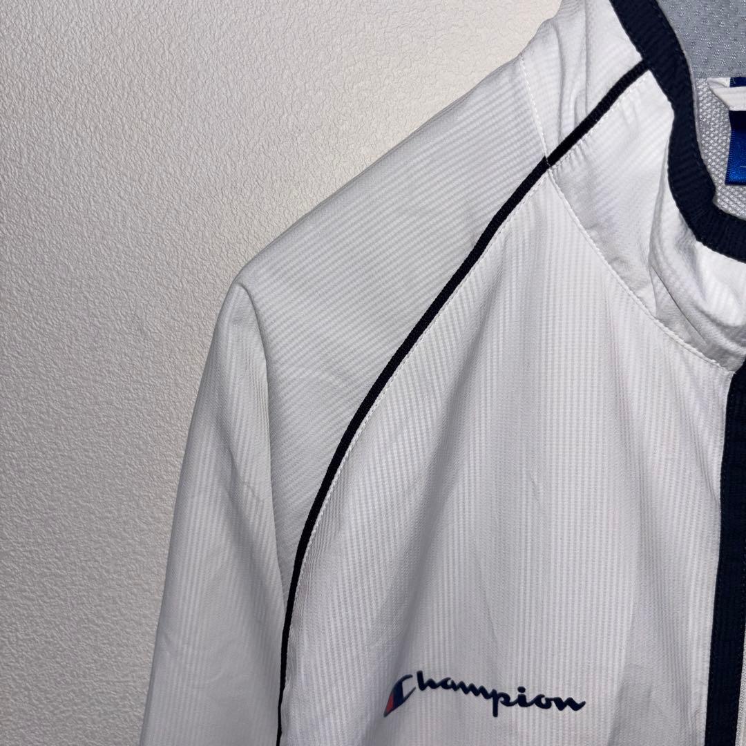 Champion XL ホワイトナイロンジャケットスポーツウェアd684 4