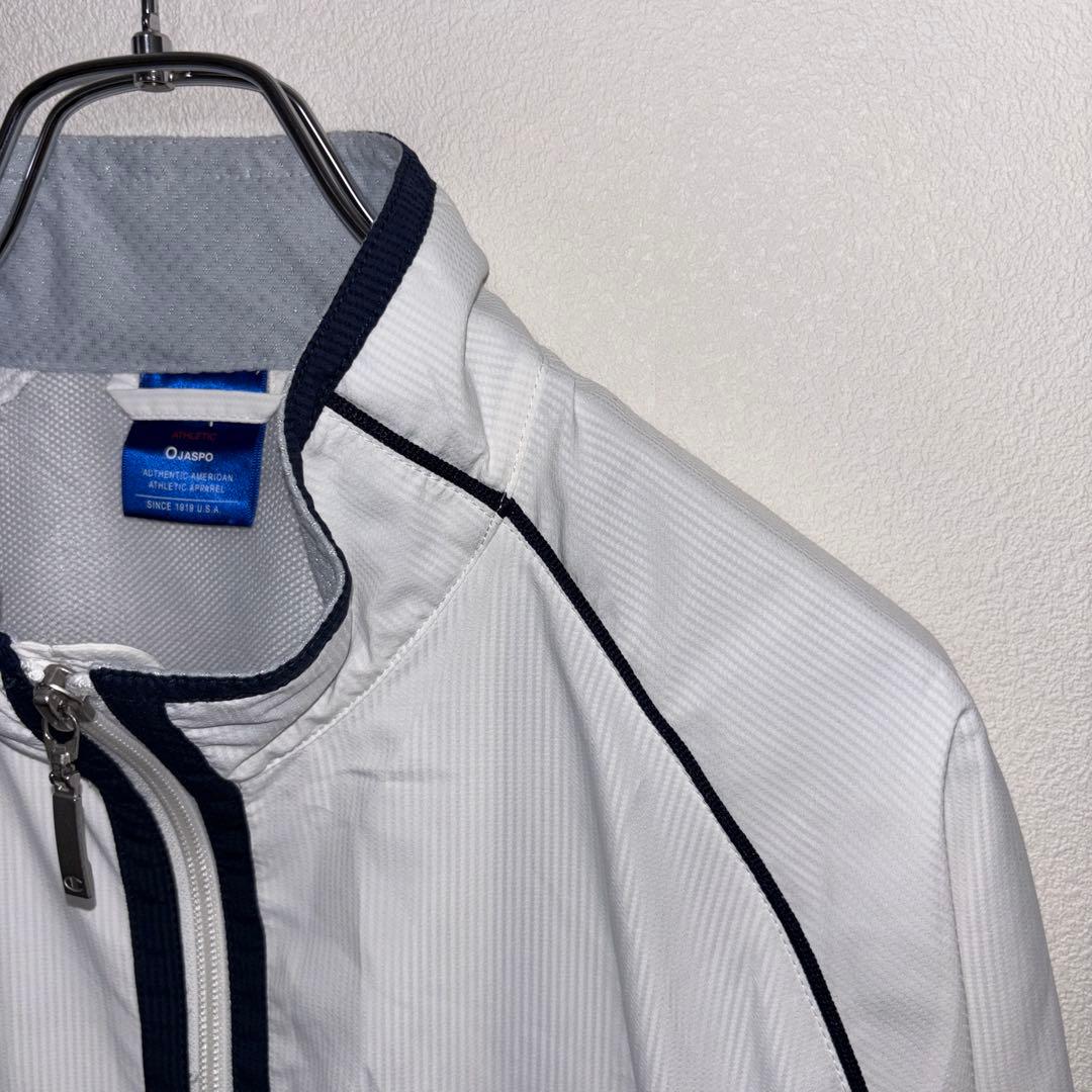 Champion XL ホワイトナイロンジャケットスポーツウェアd684 6