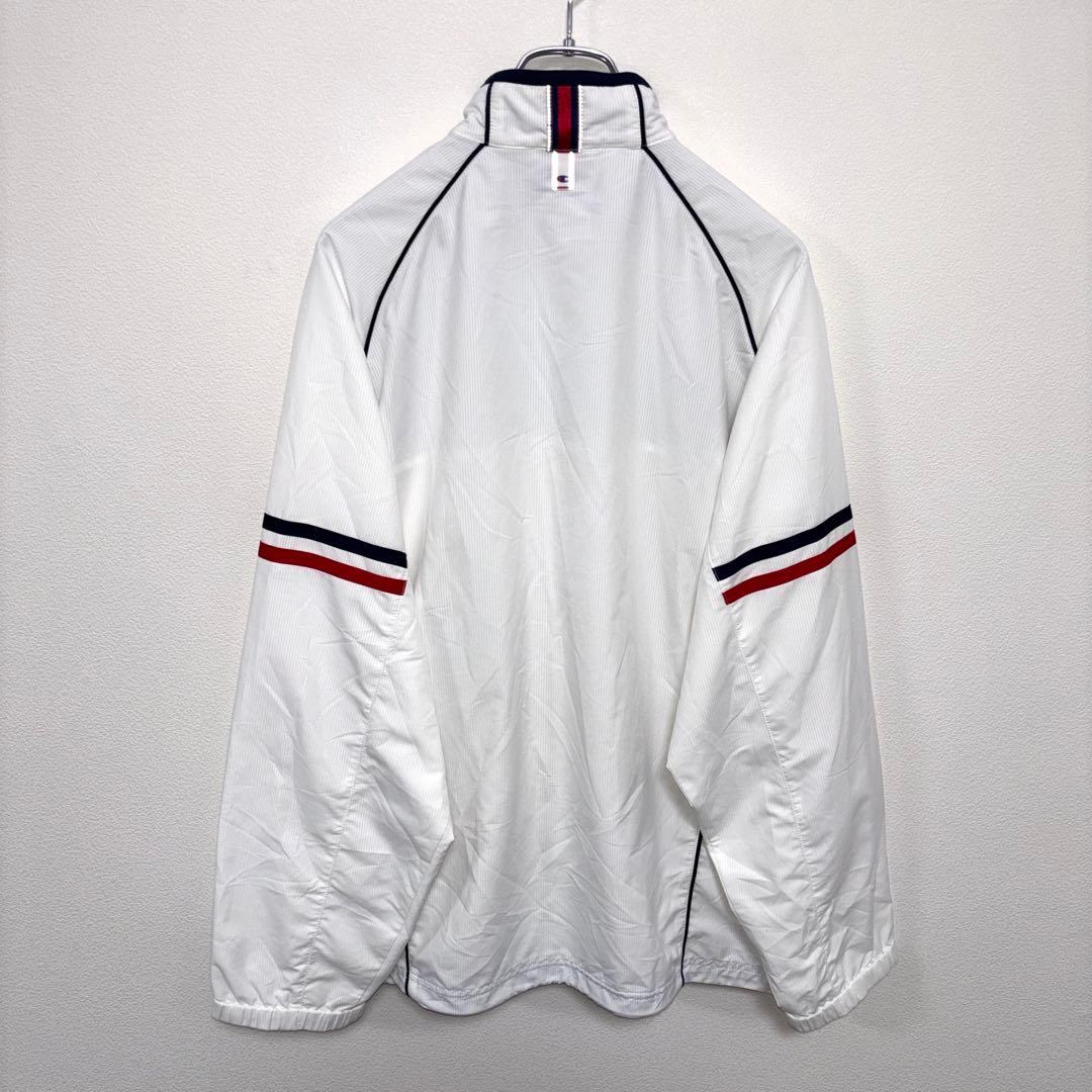 Champion XL ホワイトナイロンジャケットスポーツウェアd684 10