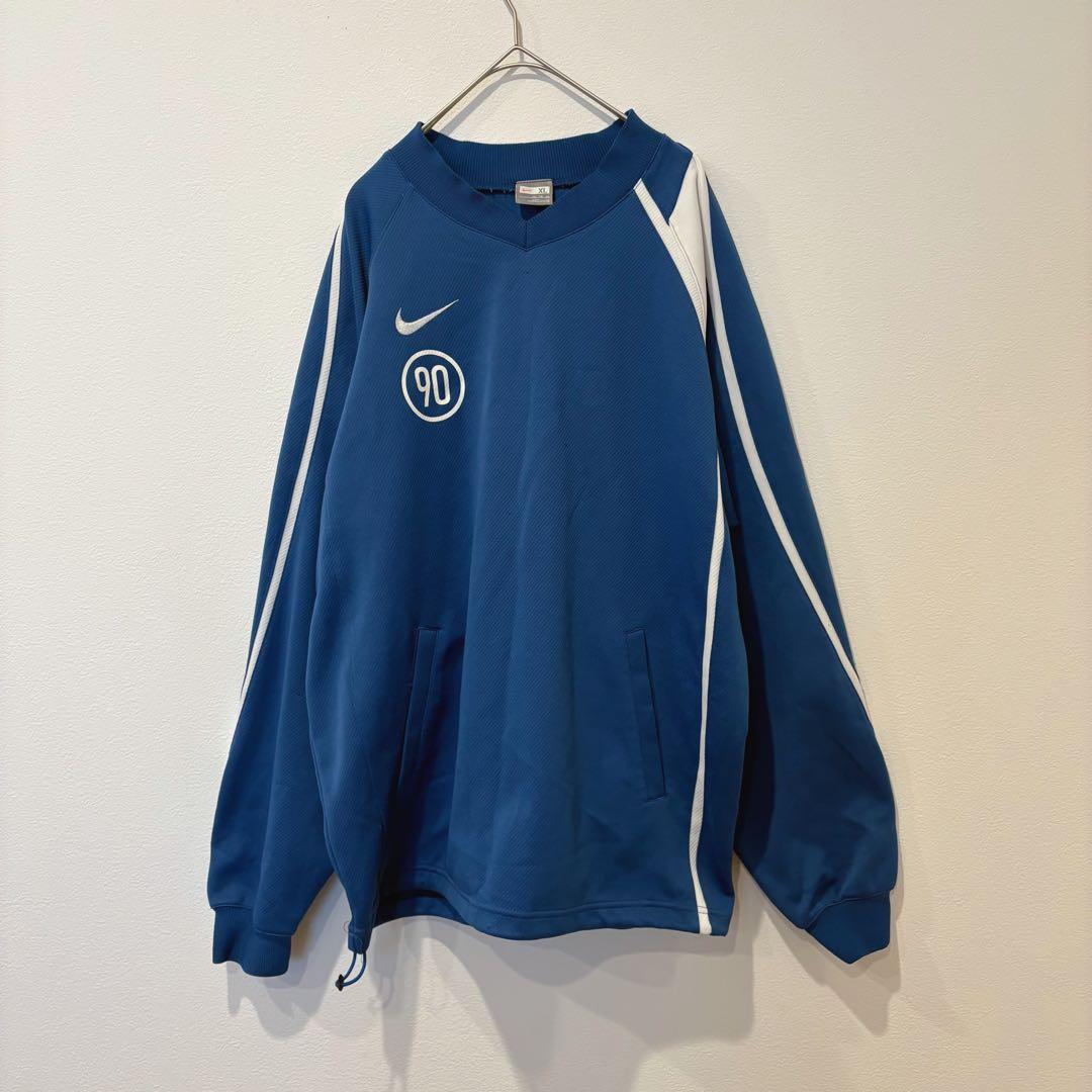 ナイキ ゲームシャツ 刺繍ロゴ 青　ブルー XL 長袖 メンズ スポーツ　90
