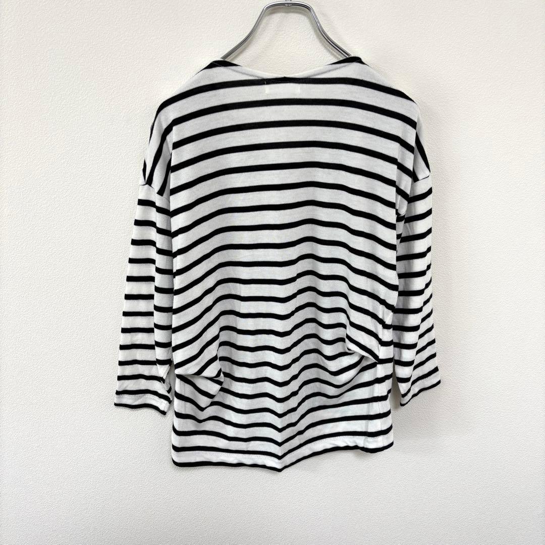 DRESKIP VネックストライプボーダーTシャツ Lサイズ七分袖d712 11