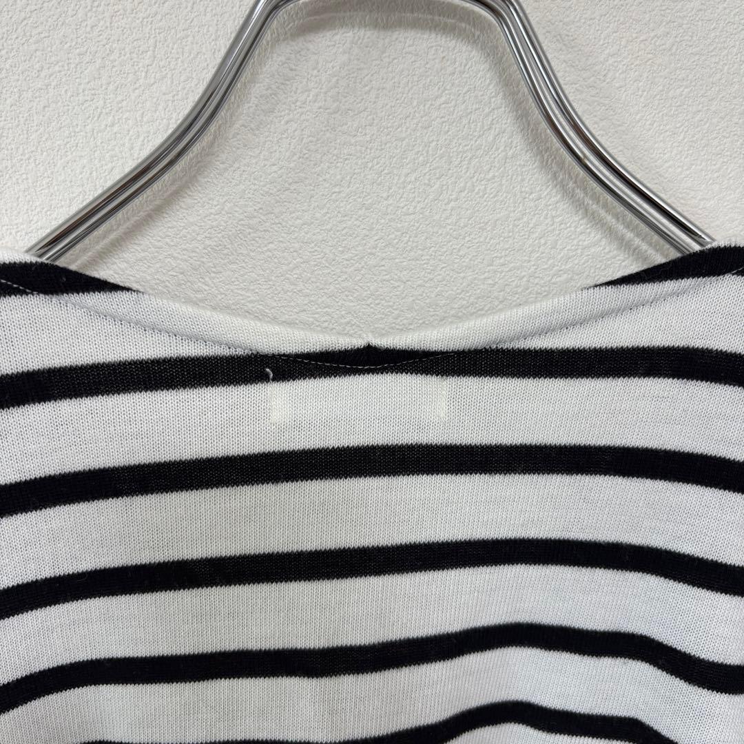 DRESKIP VネックストライプボーダーTシャツ Lサイズ七分袖d712 12