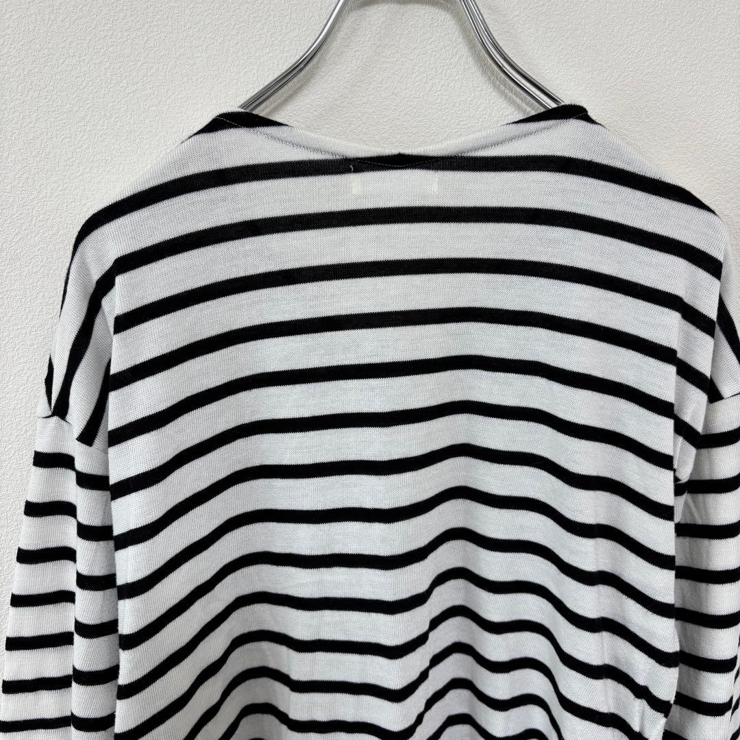 DRESKIP VネックストライプボーダーTシャツ Lサイズ七分袖d712 13