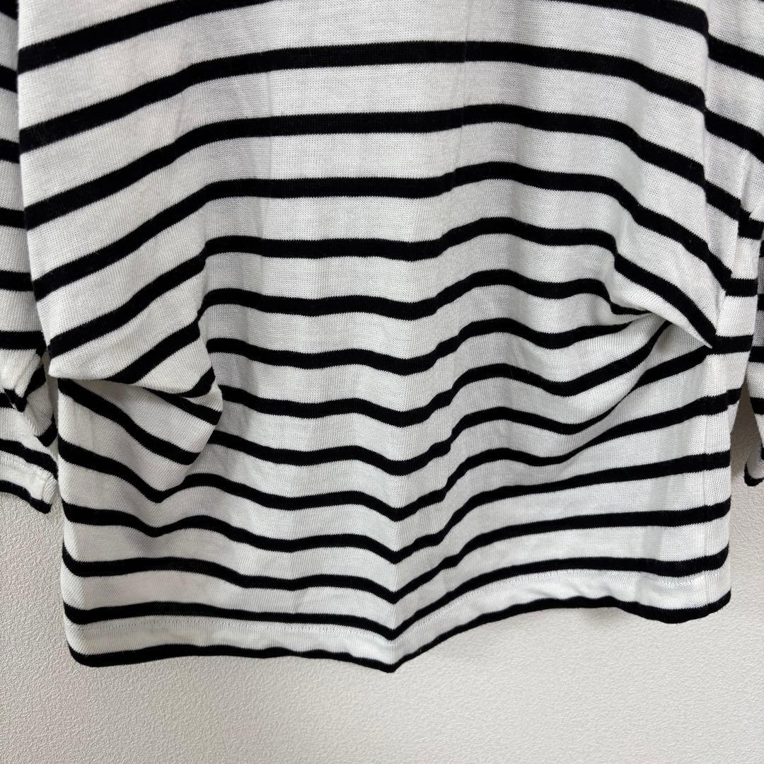 DRESKIP VネックストライプボーダーTシャツ Lサイズ七分袖d712 14