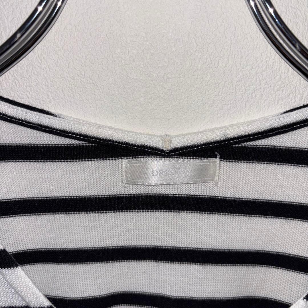 DRESKIP VネックストライプボーダーTシャツ Lサイズ七分袖d712 3