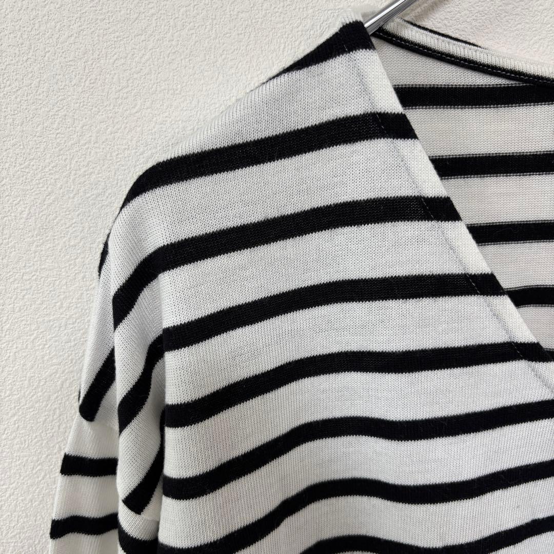 DRESKIP VネックストライプボーダーTシャツ Lサイズ七分袖d712 4