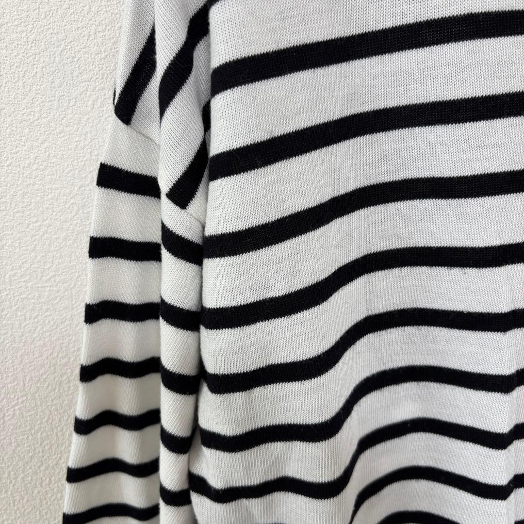 DRESKIP VネックストライプボーダーTシャツ Lサイズ七分袖d712 5