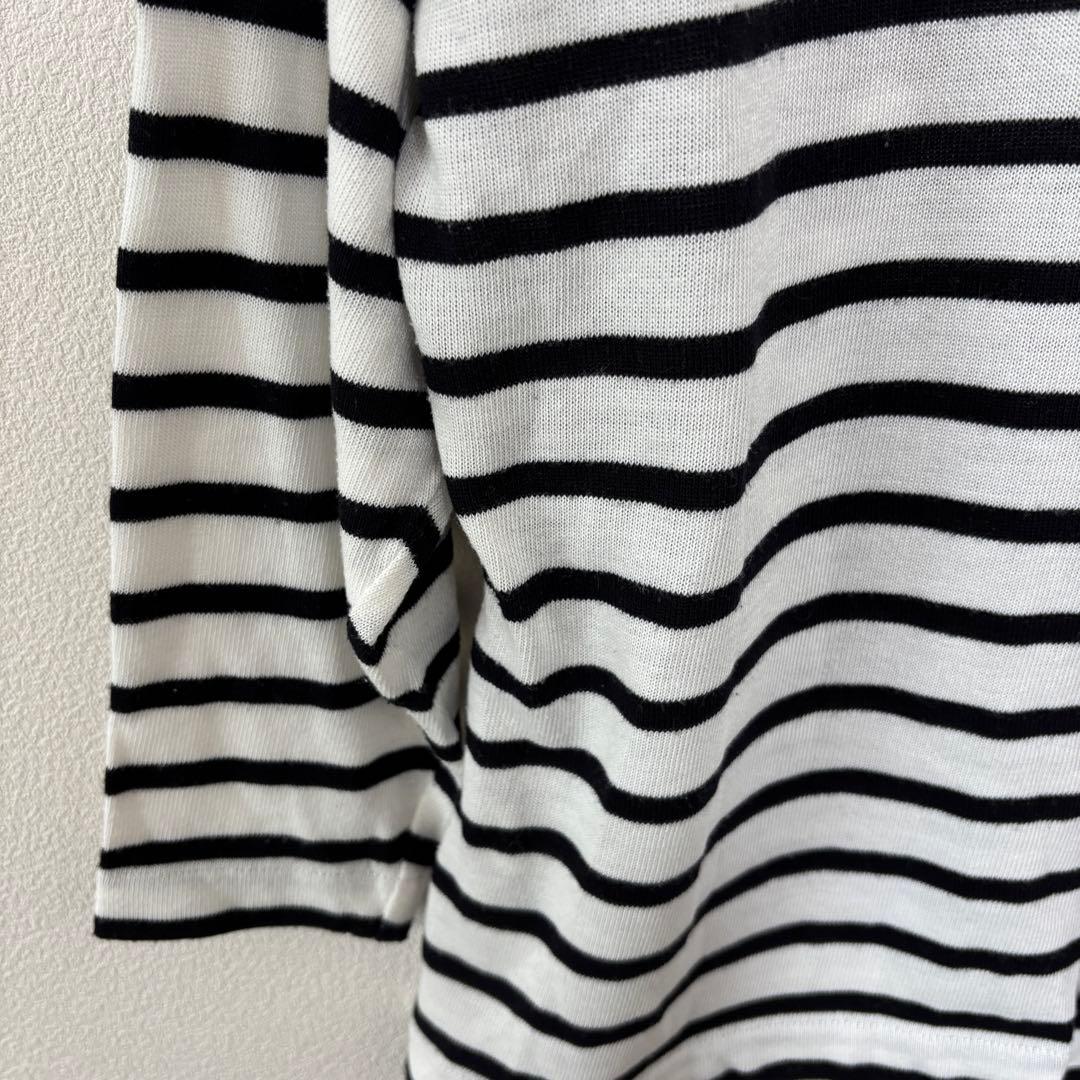 DRESKIP VネックストライプボーダーTシャツ Lサイズ七分袖d712 6